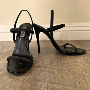 Steve Madden black strappy sandals, lightly worn.